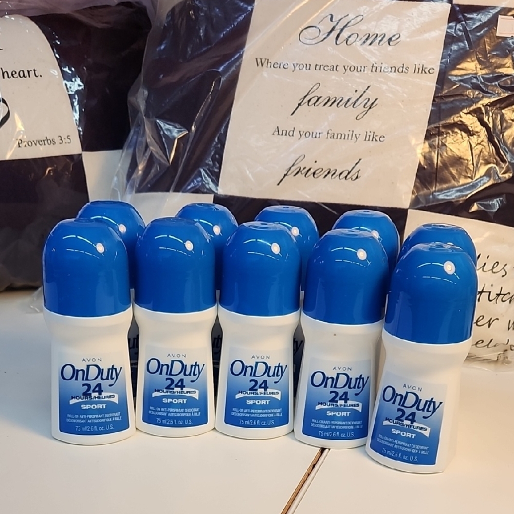 Avon 10 Piece Set On Duty 24 Sport 2.6 Fl oz Deodorant Blue and White - Picture 1 of 5